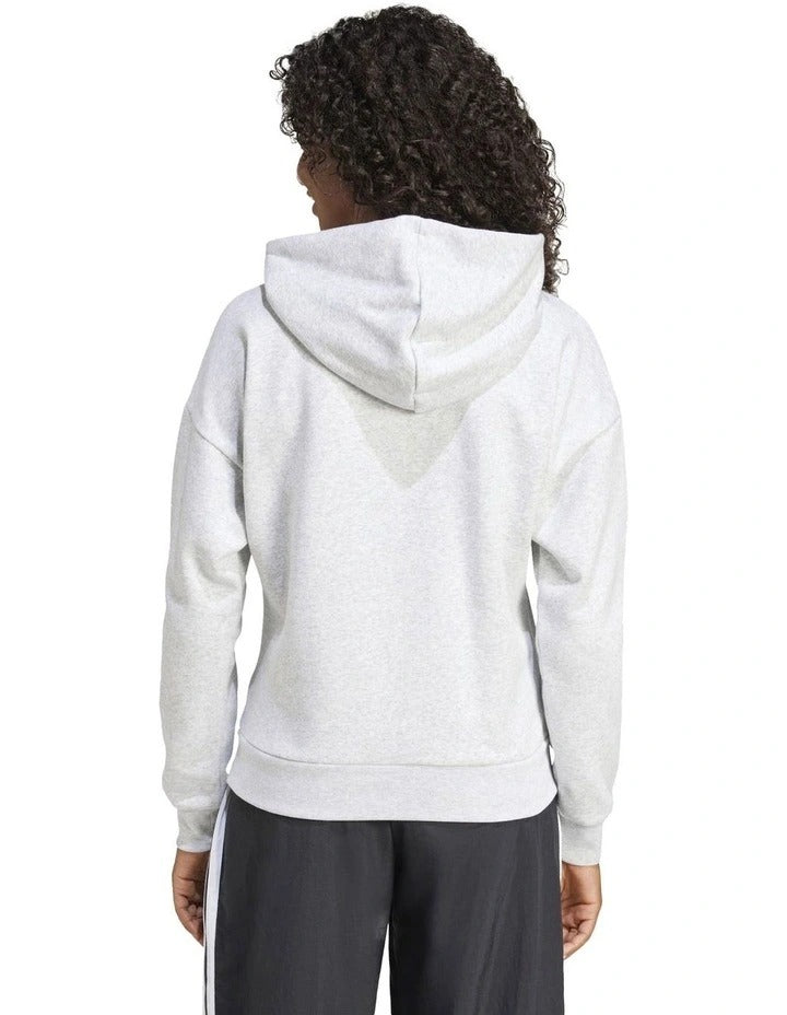 Adidas fleece hoodie with 3-bar chest logo, soft cotton blend, cozy relaxed fit