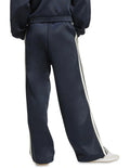 Adidas Stadium 3-Stripes Track Pants for Men in Black with Satin Piping and Recycled Polyester Blend