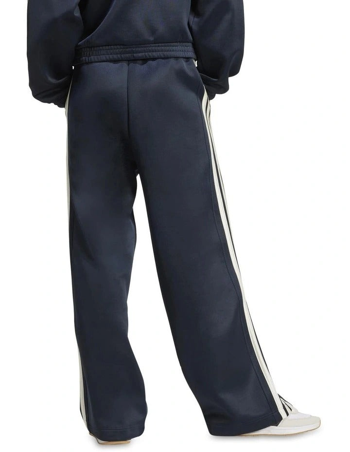 Adidas Stadium 3-Stripes Track Pants for Men in Black with Satin Piping and Recycled Polyester Blend