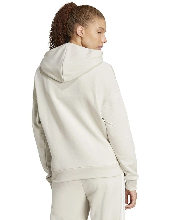 Adidas fleece hoodie with 3-bar chest logo, soft cotton blend, cozy relaxed fit