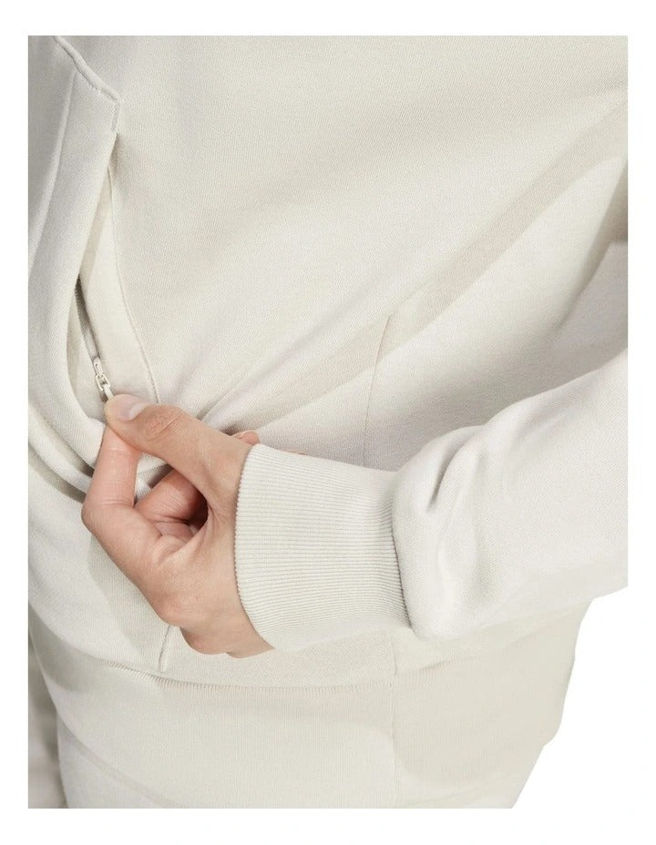 Adidas fleece hoodie with 3-bar chest logo, soft cotton blend, cozy relaxed fit
