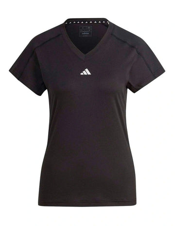 Adidas Aeroready Train Essentials Minimal Branding V-Neck Tee in recycled polyester with moisture-managing technology