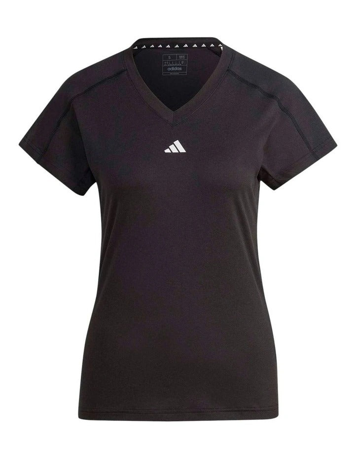 Adidas Aeroready Train Essentials Minimal Branding V-Neck Tee in recycled polyester with moisture-managing technology