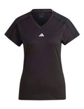Adidas Aeroready Train Essentials Minimal Branding V-Neck Tee in recycled polyester with moisture-managing technology