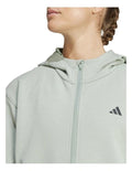 Adidas Training Full-Zip Hooded Sweatshirt for men with Climacool technology, soft fleece fabric, side-slip pockets, and recycled polyester blend in black