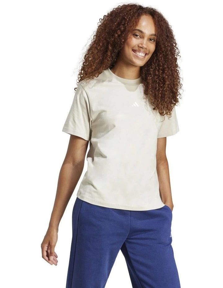 Adidas Essentials Small Logo Cotton T-shirt in soft 100% cotton with chest 3-Bar logo, casual everyday comfort wear
