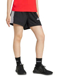 Adidas Essentials 3-Stripes Cotton Shorts in black with signature sporty side stripes, made from soft cotton and elastane for everyday comfort