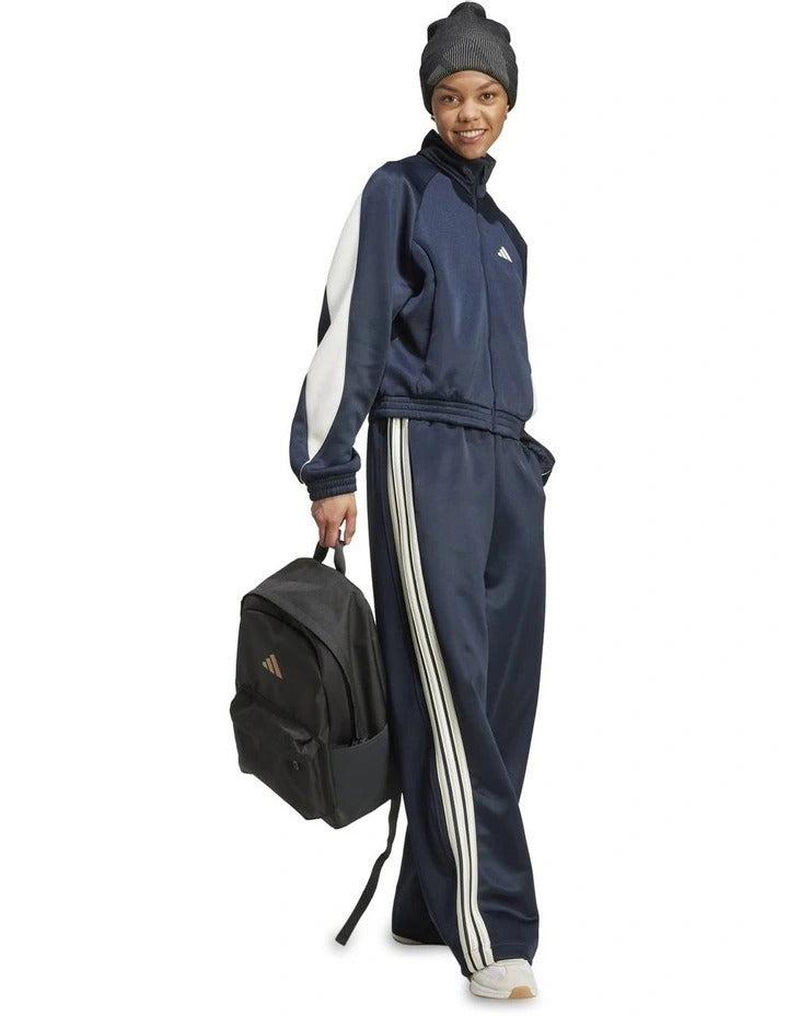 Adidas Stadium 3-Stripes Track Pants for Men in Black with Satin Piping and Recycled Polyester Blend