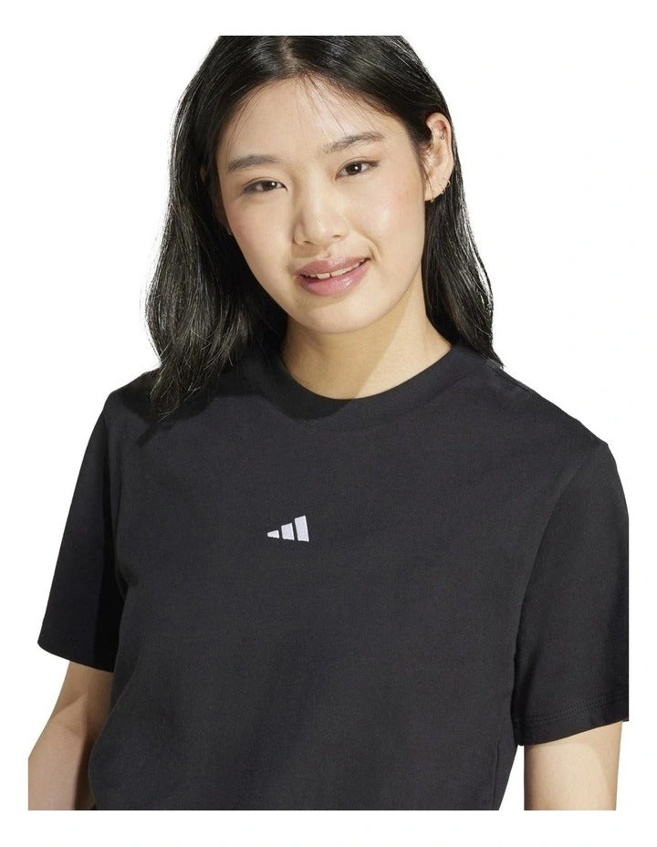 Adidas Essentials Small Logo Cotton T-shirt in white, 100% soft cotton, casual sporty wear