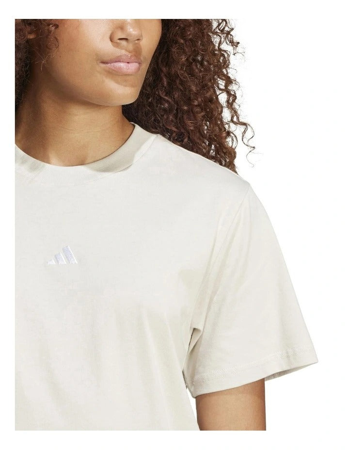 Adidas Essentials Small Logo Cotton T-shirt in soft 100% cotton with chest 3-Bar logo, casual everyday comfort wear
