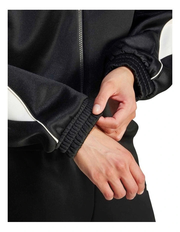 Adidas Stadium Track Top for men in soft knit with satin piping, zip pockets, and 3 Bar Logo – 67% recycled polyester, 33% cotton
