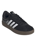 Adidas VL Court 3.0 women’s shoes with coated leather upper and low heel, stylish skater-inspired trainers in white with vulcanised outsole