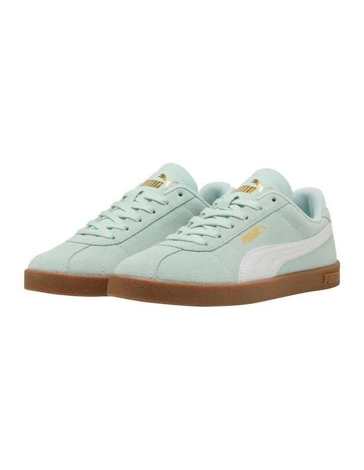 Women’s Puma Club II Sneakers with suede leather upper, flat heel, SoftFoam+ cushioning, and classic Puma design