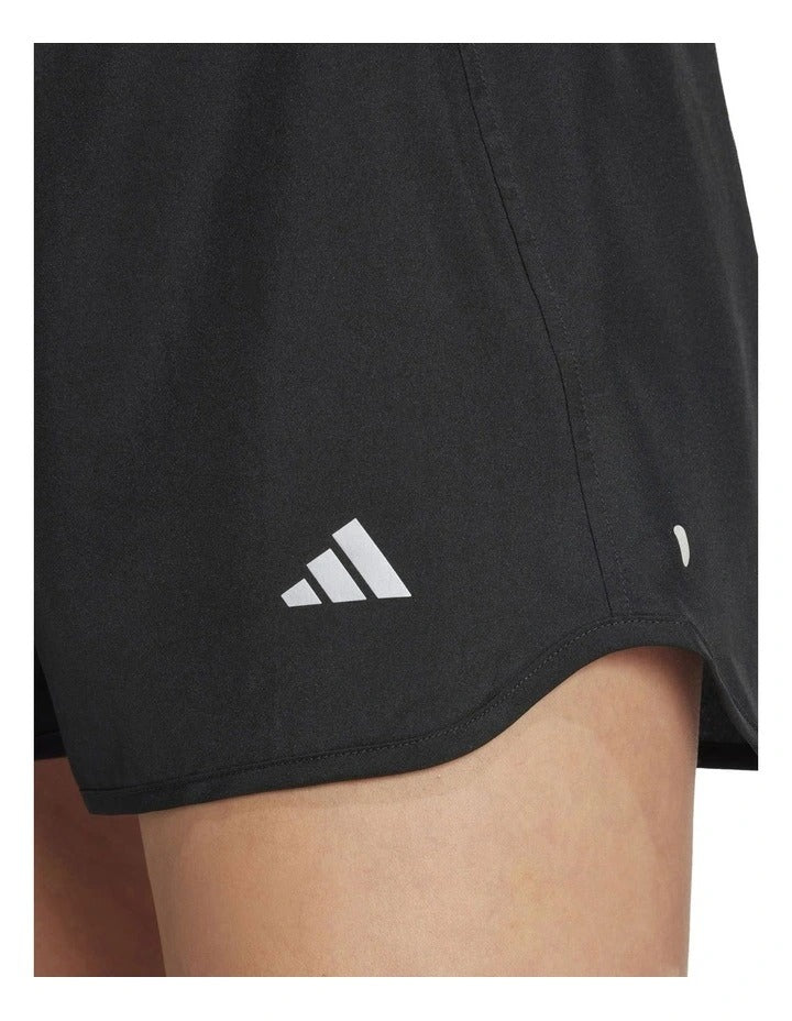 Adidas Run It Shorts for women made with recycled polyester, lightweight breathable fabric with Aeroready moisture control and reflective details.