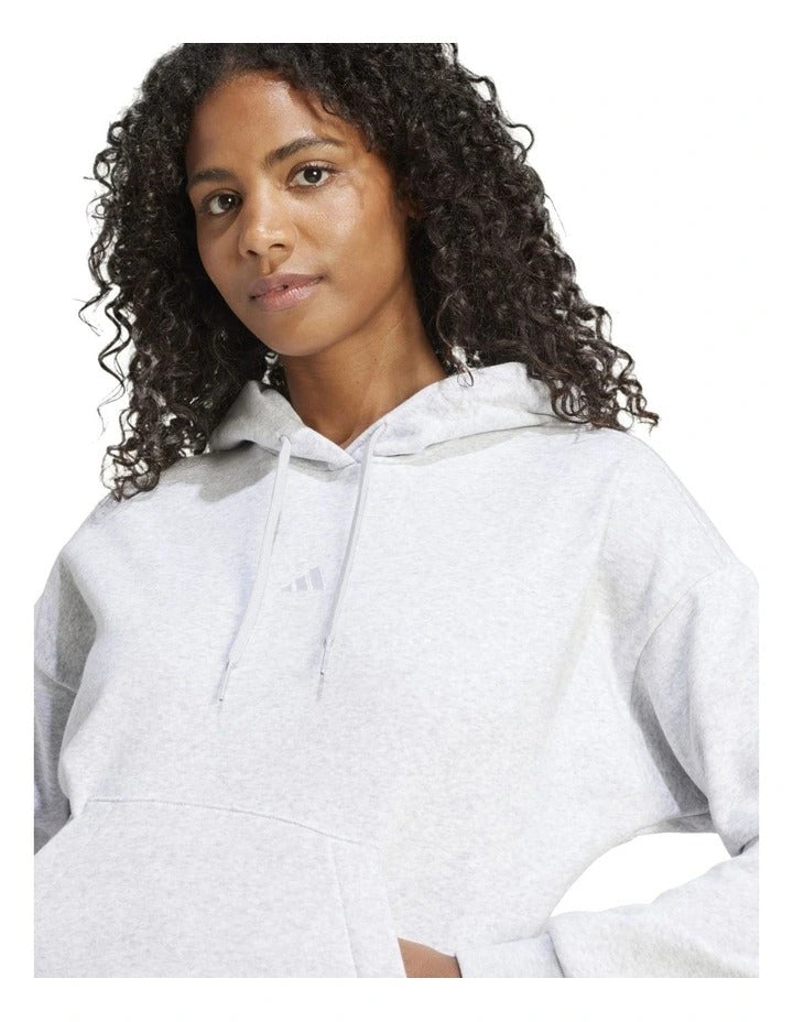 Adidas fleece hoodie with 3-bar chest logo, soft cotton blend, cozy relaxed fit