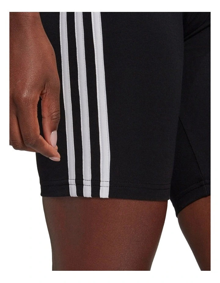 Adidas 3 Stripe Bike Short in black with fitted design and organic cotton fabric
