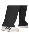 Adidas Essentials Open-Hem Joggers in grey with embroidered logo, soft cotton-polyester fleece, comfortable and stylish casual pants