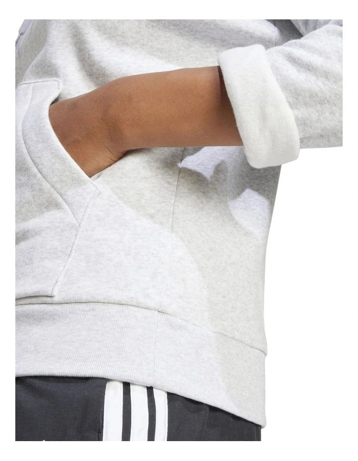 Adidas fleece hoodie with 3-bar chest logo, soft cotton blend, cozy relaxed fit