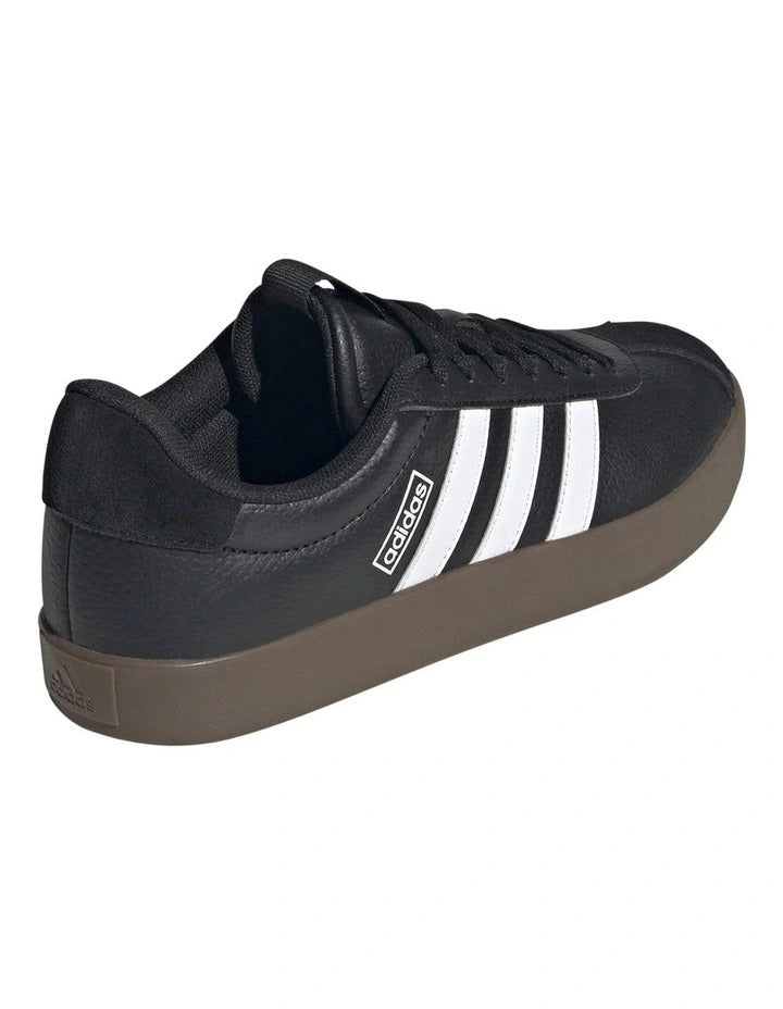 Adidas VL Court 3.0 women’s shoes with coated leather upper and low heel, stylish skater-inspired trainers in white with vulcanised outsole