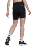 Adidas Train Essentials 3 Stripe Logo Short Tights for Women, High-Rise Waist, Recycled Polyester and Elastane, Black Fitness Leggings