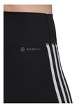 Adidas Train Essentials 3 Stripe Logo Short Tights for Women, High-Rise Waist, Recycled Polyester and Elastane, Black Fitness Leggings