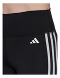 Adidas Train Essentials 3 Stripe Logo Short Tights for Women, High-Rise Waist, Recycled Polyester and Elastane, Black Fitness Leggings