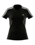 Adidas Essentials 3 Stripe Slim Tee for Women in 100% Cotton with Contrasting Sleeve Stripes