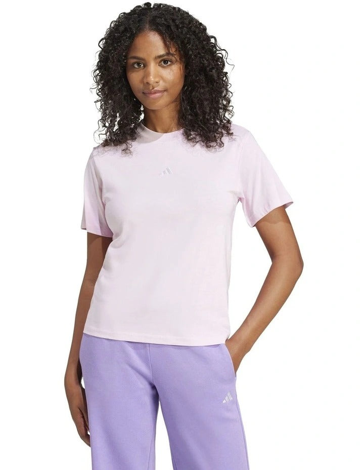 Adidas Essentials Small Logo Cotton T-shirt in soft 100% cotton with chest 3-Bar logo, casual everyday comfort wear