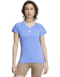 Adidas Aeroready Train Essentials Minimal Branding V-Neck Tee in recycled polyester blend with moisture-wicking fabric