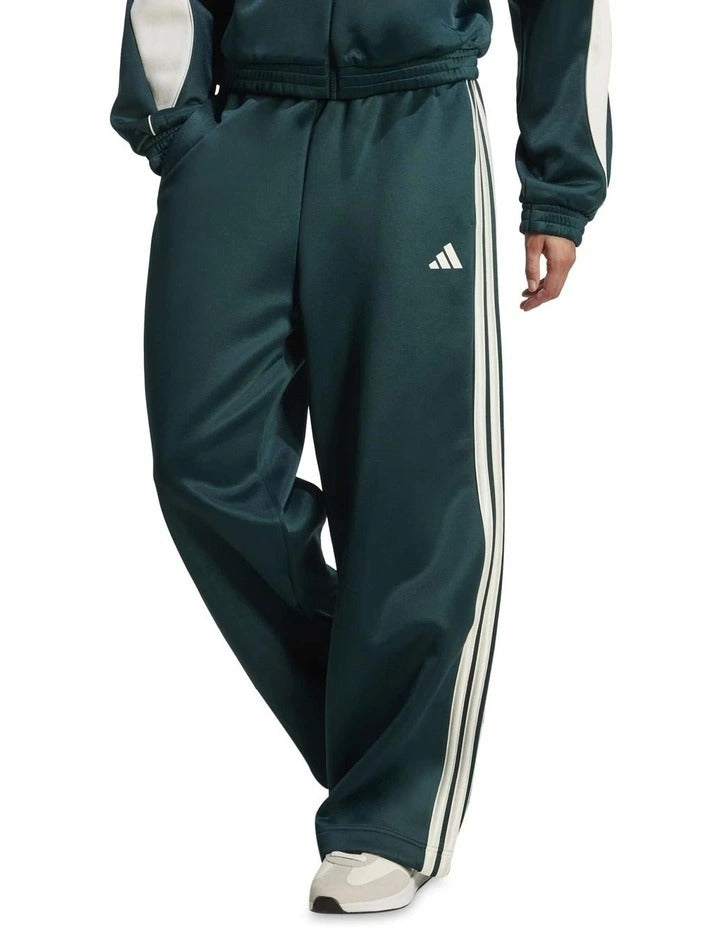 Adidas Stadium 3-Stripes Track Tracksuit Bottoms in black with satin piping and signature 3-stripes down the sides