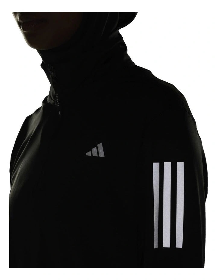Adidas Own the Run Half-Zip Jacket for men, lightweight recycled polyester fabric, moisture-wicking, reflective details for early-morning running