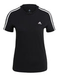 Adidas Essentials 3 Stripe Slim Tee for Women in 100% Cotton with Contrasting Sleeve Stripes