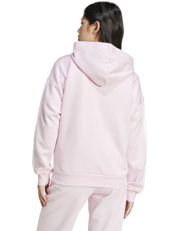 Adidas Essentials 3-Stripes Full-Zip Fleece Hoodie in soft brushed-back fleece with chest logo and adjustable hood