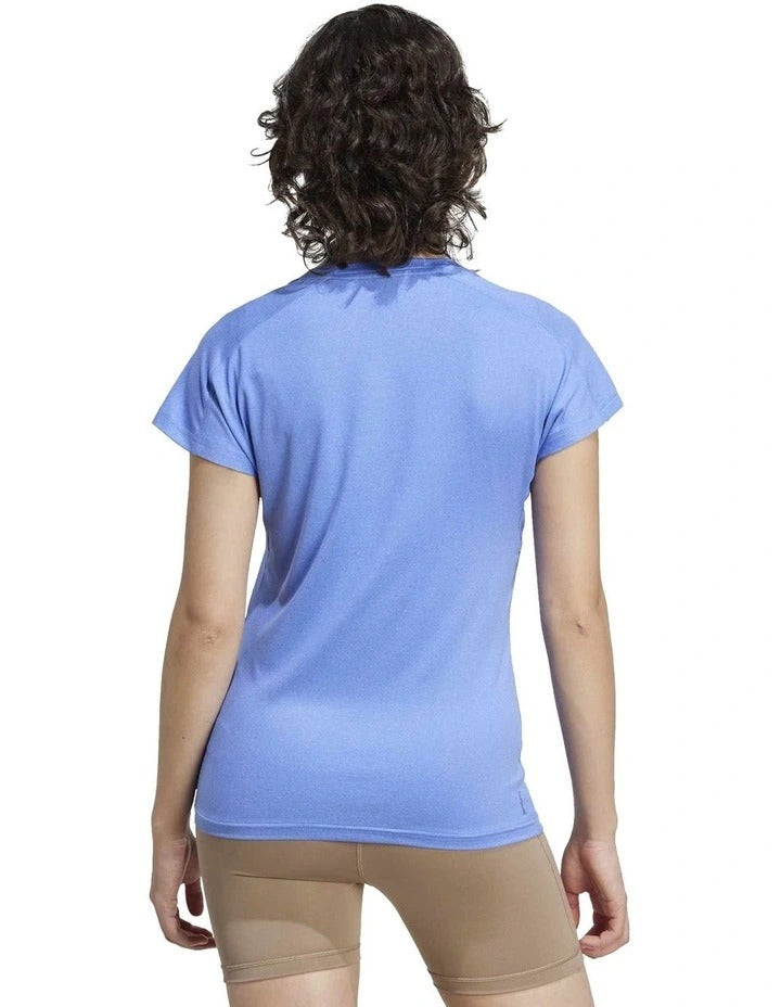 Adidas Aeroready Train Essentials Minimal Branding V-Neck Tee in recycled polyester blend with moisture-wicking fabric
