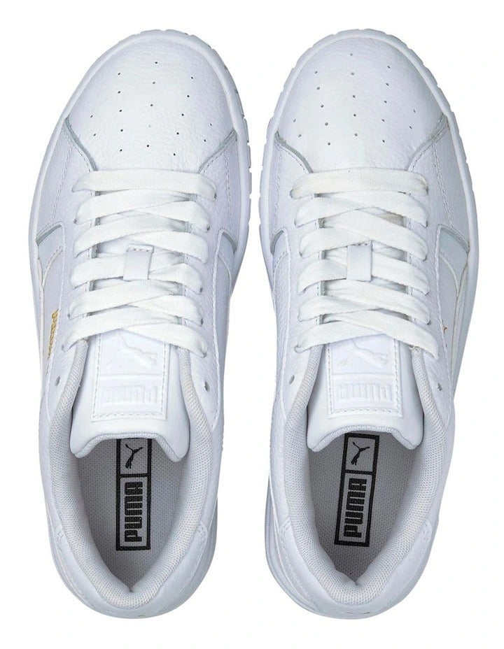 PUMA Cali Star Women's Leather Sneakers Flat Heel Rubber Outsole Stylish TPU Wrap White Shoes