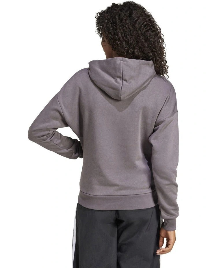Adidas fleece hoodie with 3-bar chest logo, soft cotton blend, cozy relaxed fit