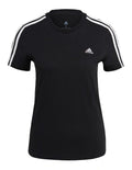 Adidas Essentials 3 Stripe Slim Tee for Women in 100% Cotton with Contrasting Sleeve Stripes
