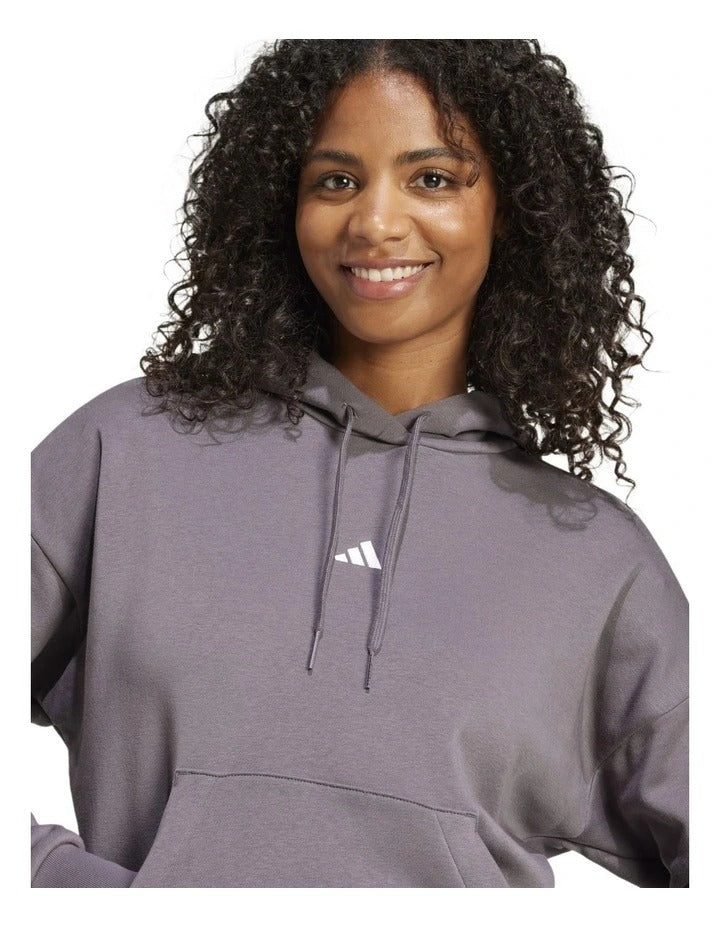 Adidas fleece hoodie with 3-bar chest logo, soft cotton blend, cozy relaxed fit