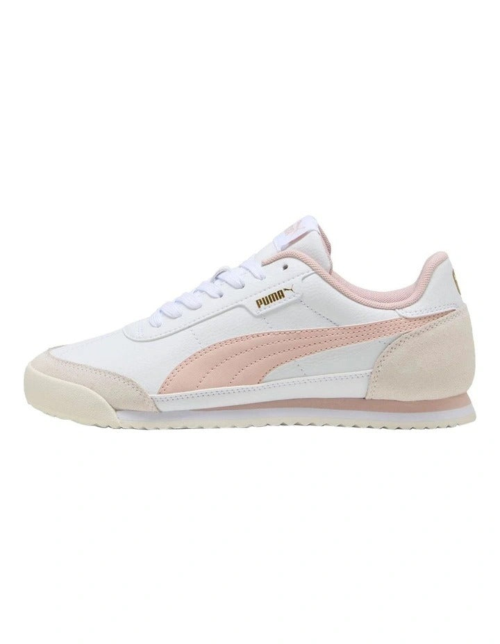 White and pink sneaker on a white background
