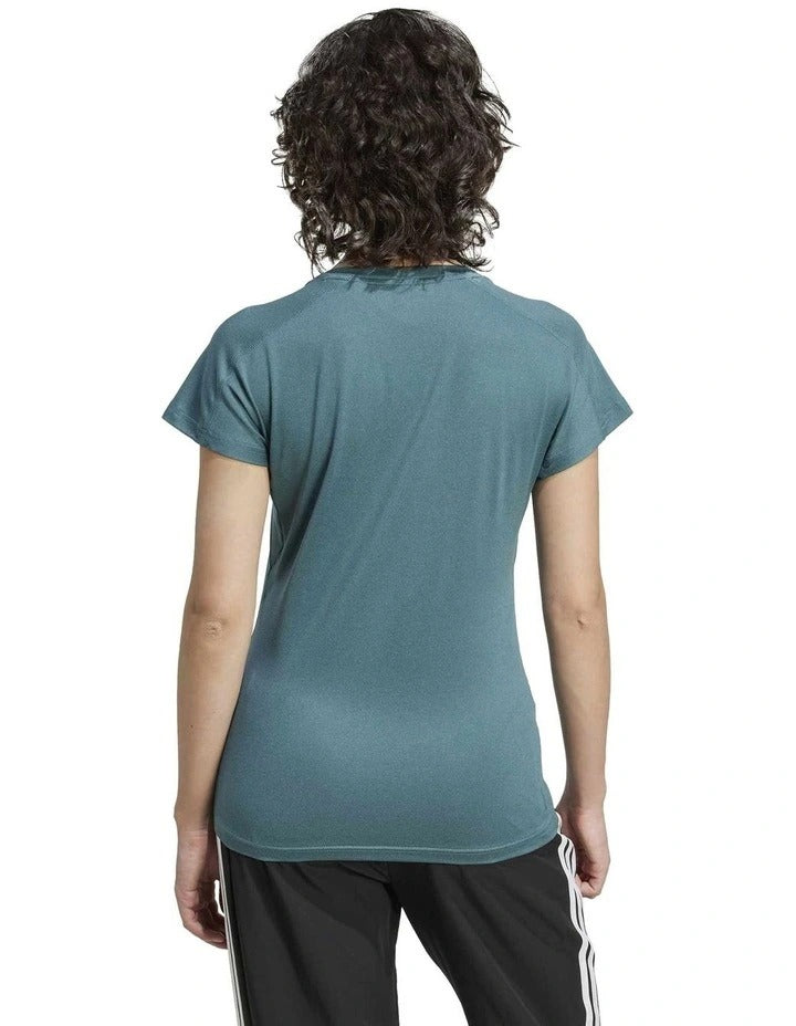 Adidas AeroReady Train Essentials Minimal Branding V-Neck Tee for men – lightweight recycled polyester training t-shirt with moisture-wicking technology and minimalist 3 Bar Logo