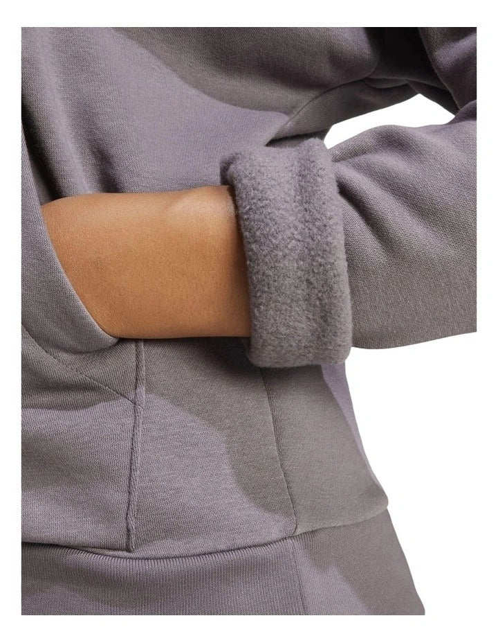 Adidas fleece hoodie with 3-bar chest logo, soft cotton blend, cozy relaxed fit