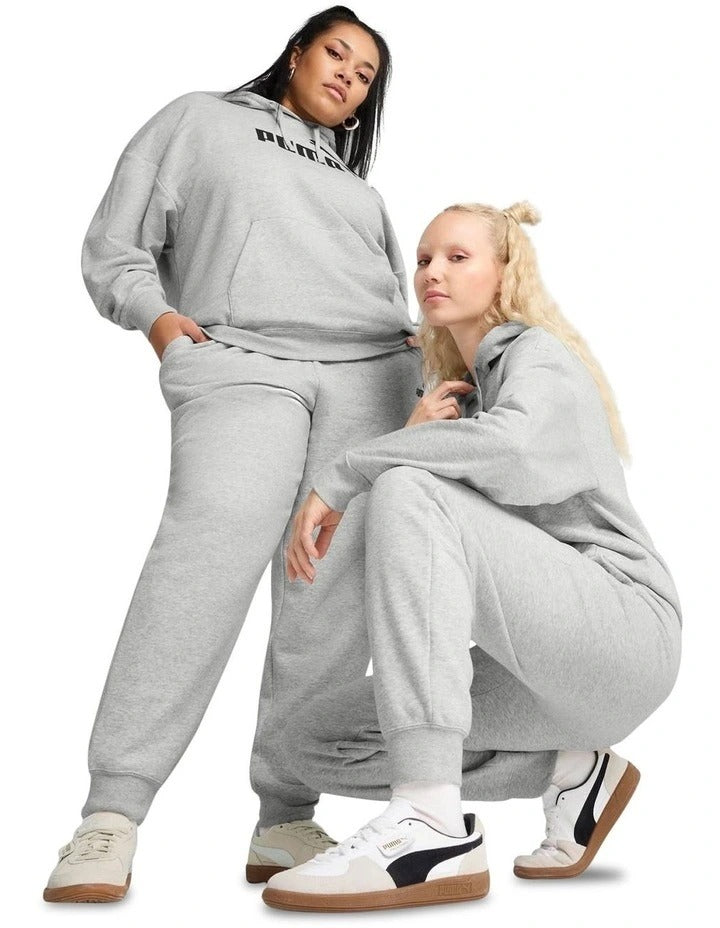Puma Ess No. 1 Logo Sweatpants with rib waistband in cotton and recycled polyester blend – comfortable casual loungewear for men and women