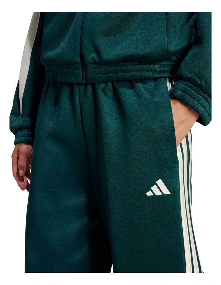 Adidas Stadium 3-Stripes Track Tracksuit Bottoms in black with satin piping and signature 3-stripes down the sides
