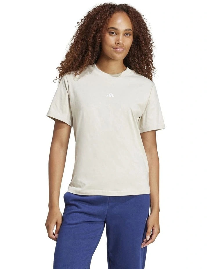 Adidas Essentials Small Logo Cotton T-shirt in soft 100% cotton with chest 3-Bar logo, casual everyday comfort wear