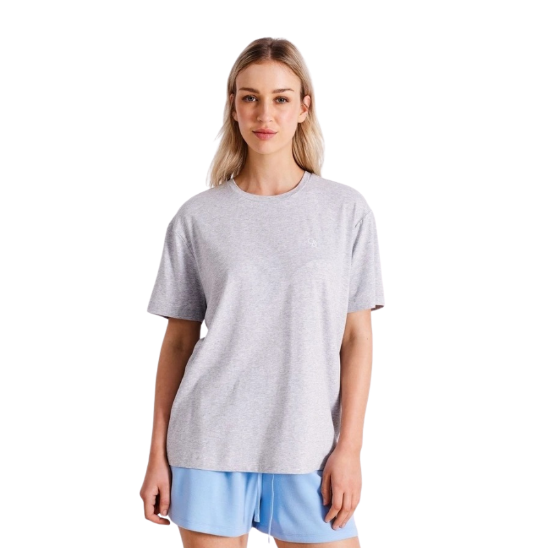 Chloe & Lola Women's Loungewear Relaxed Boxy T-Shirt in Grey Marle