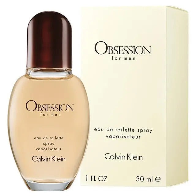 Calvin Klein Obsession For Men Eau de Toilette 30ml bottle with sleek amber fragrance design