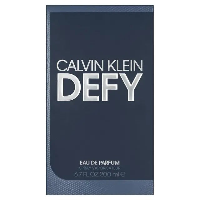 Calvin Klein Defy Eau de Parfum 200ml men’s fragrance bottle with sleek modern design