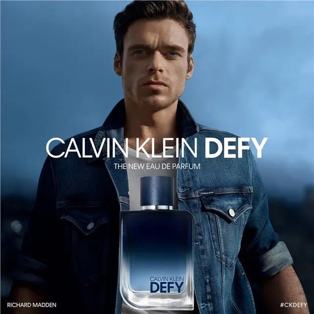 Calvin Klein Defy Eau de Parfum 100ml men’s fragrance bottle with sleek modern design