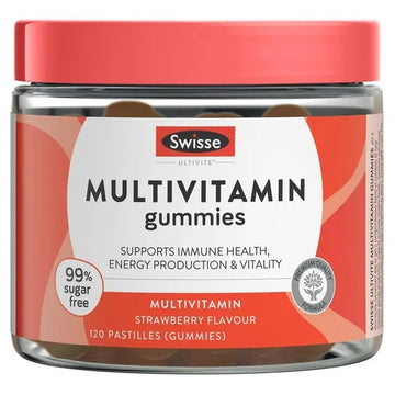 Swisse Ultiboost Multivitamin Gummies 120 Pack – 99% sugar-free daily vitamins for energy, immunity, and vitality.