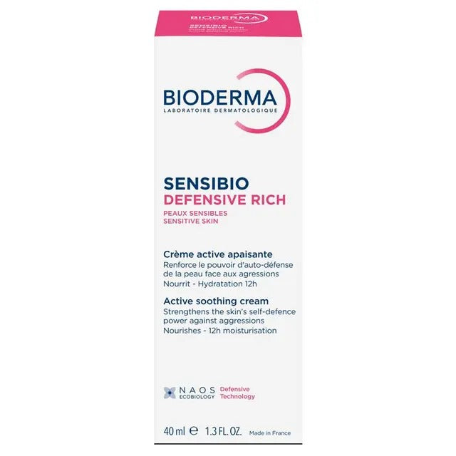 Bioderma Sensibio Defensive Rich Moisturiser for dry, sensitive skin – soothes & hydrates.